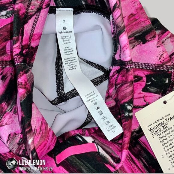 LULULEMON WUNDER TRAIN HIGH-RISE 25” INCENTIVE REFRESH SONIC PINK SIZE 2 LEGGING - Picture 13 of 15